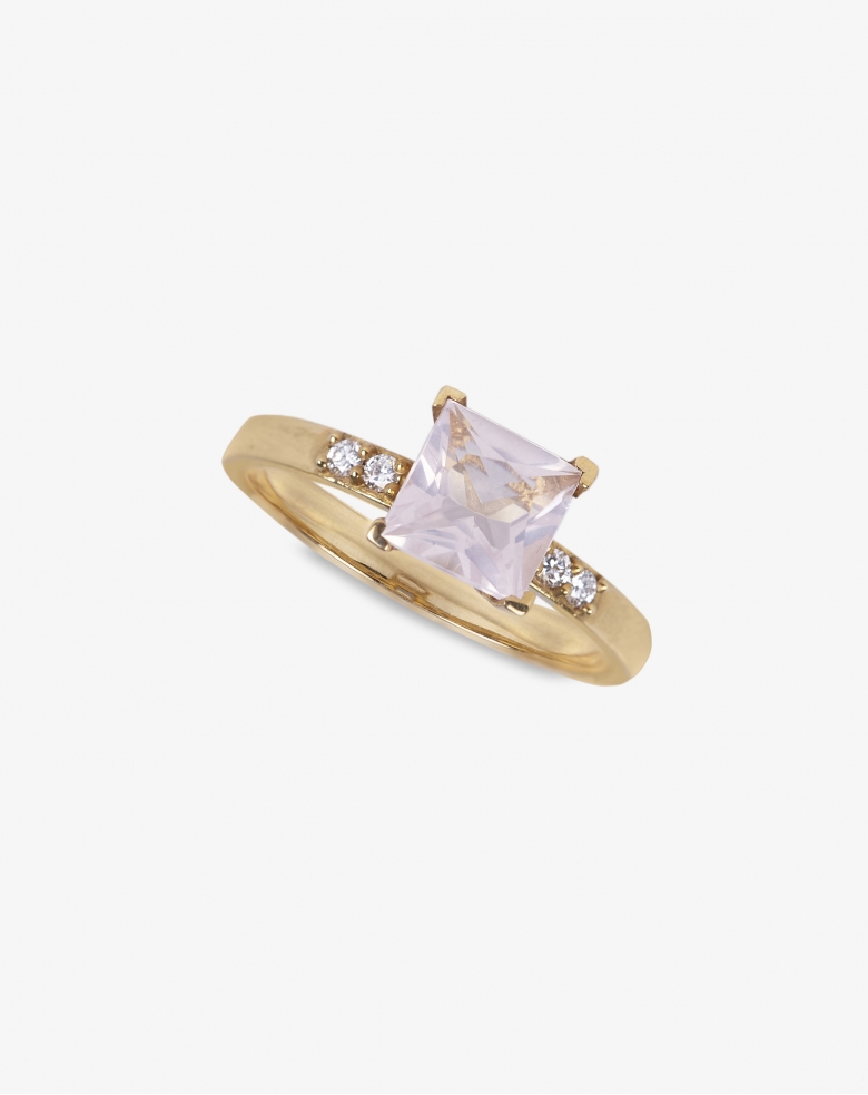 Rose quartz Square Ring